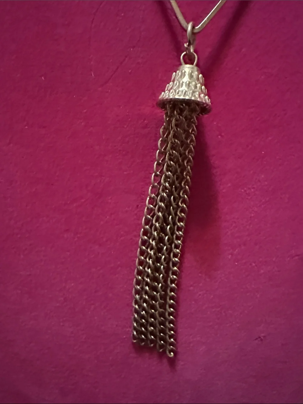 Gold Tone Geometric Tassel Pendant Necklace -  Women Jewelry FAUX